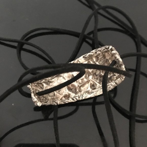 Sterling Silver Cuff Bracelet Leather Yoga Wrap Tie Antique Floral 925 Victorian - Picture 7 of 7